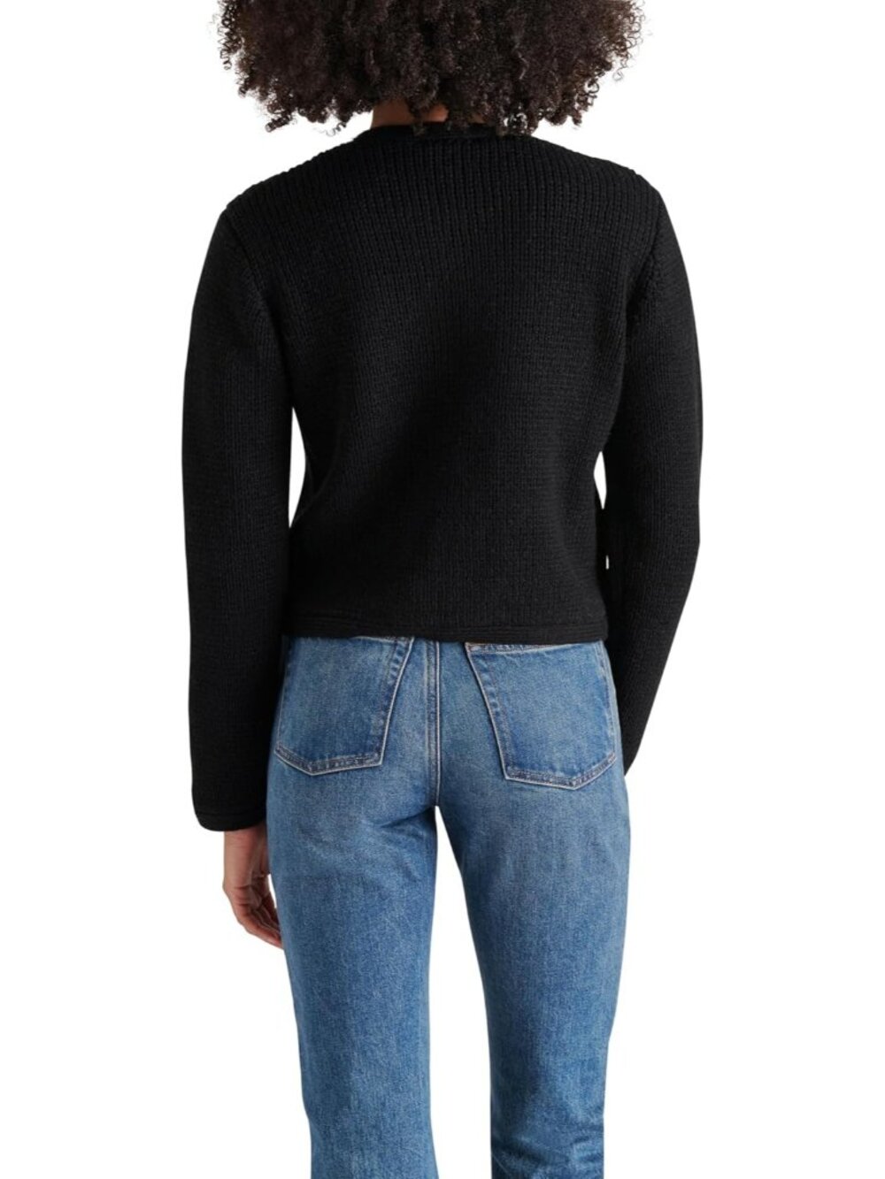 Women's Black Button Down Apparel Fantino Sweater Jacket Welt Pockets at Front - Picture 3 of 4